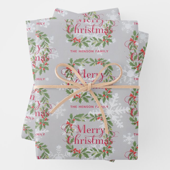 Eleganter Tannenbaum-Weihnachtskranz Geschenkpapier Set (Beispiel)