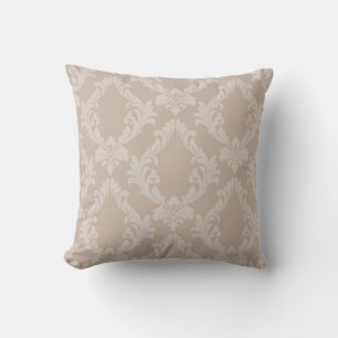 Eleganter Taupe-Damask-Design-Wurfkissen Kissen