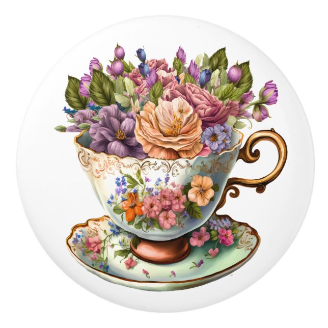 Eleganter Teacup Keramikknauf (Vorderseite)