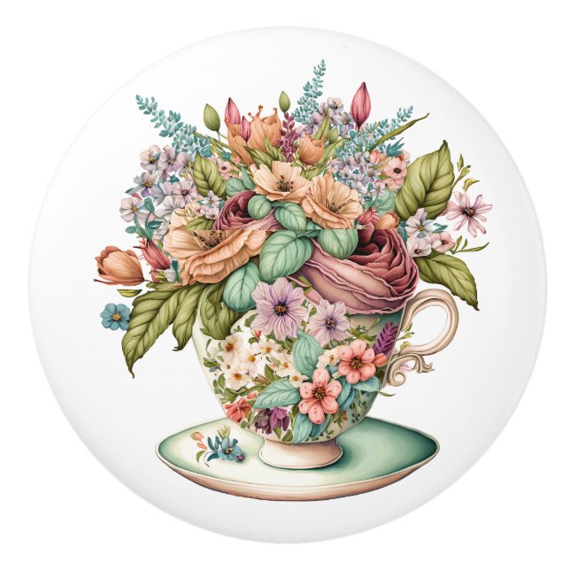 Eleganter Teacup Keramikknauf (Vorderseite)