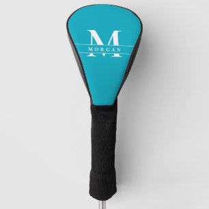 Eleganter Teal Blau Weiß Monogramm Name personalis Golf Headcover
