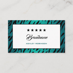 Eleganter Teal Ombre Zebra Rahmen Modisch Trendig Visitenkarte