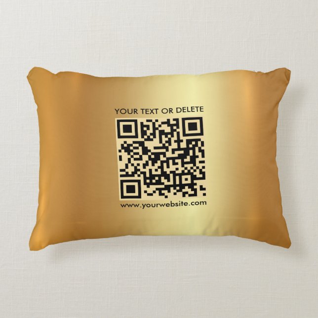 Eleganter Template Custom QR Code Glamour Gold Dekokissen (Vorderseite)