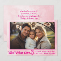 Eleganter Text Foto Muttertag Wasserfarbe Pink