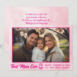 Eleganter Text Foto Muttertag Wasserfarbe Pink Karte