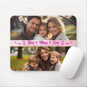 Eleganter Text Foto Muttertag Wasserfarbe Rosa Mousepad