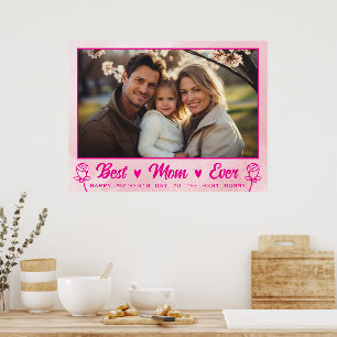 Eleganter Text Foto Muttertag Wasserfarbe Rosa Poster