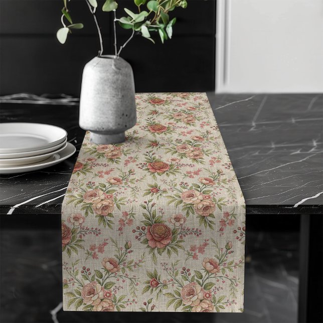Eleganter Tischläufer für Rose im Shabby-Stil (Elegant Rose Pattern Table Runner in Shabby Style)