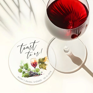 Eleganter Toast für uns Aquarell Wein Thema Runder Pappuntersetzer