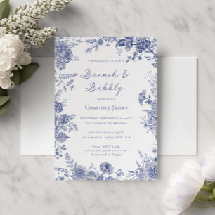 Eleganter Toile French Blue Roulette Brunch und Bu Einladung