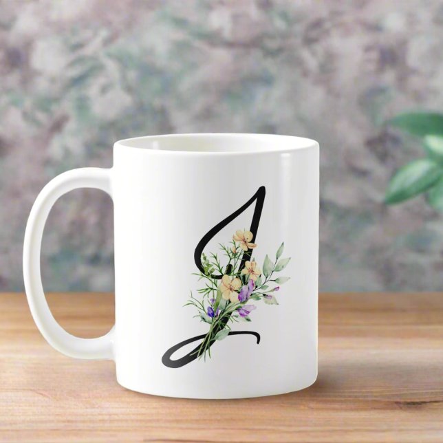 Eleganter Topographischer Buchstabe "J" Wasserfarb Kaffeetasse (Von Creator hochgeladen)
