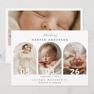 Eleganter Torbogen-Fotorahmen Neugeborenen-Baby-An Einladung