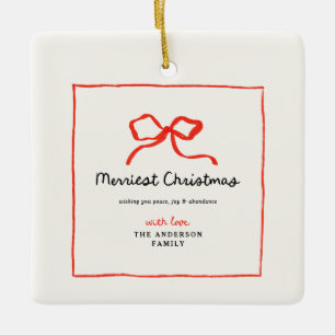 Eleganter, traditioneller roter Bug Weihnachten Keramikornament