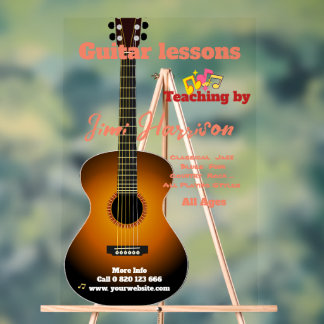 Eleganter transparenter Gitarrenunterricht Akronyl Acrylschild