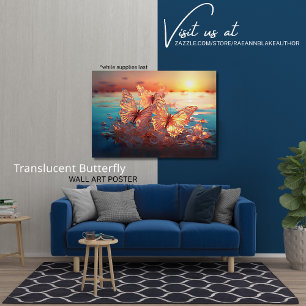 Eleganter transparenter Schmetterlings-Wandkunstpo Poster