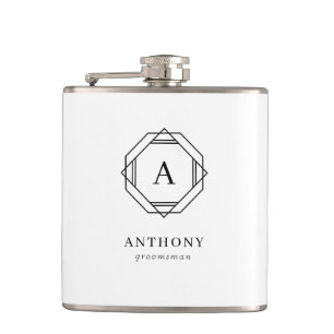 Eleganter Trauzeuge Monogram Vinyl Wrapped Flask Flachmann
