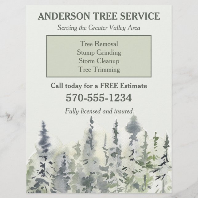 Eleganter Tree Service Arborist Trimming Flyer (Vorne)