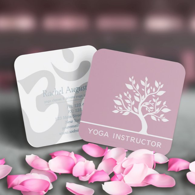 Eleganter Tree Yoga Instructor Wellness Life Coach Quadratische Visitenkarte (Von Creator hochgeladen)