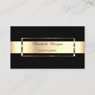 Eleganter, trendiger Black Stripe Gold Rahmen Visitenkarte