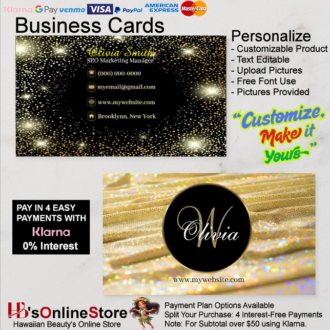 Eleganter trendiger Girly Gold Beaded Vorhänge Gli Visitenkarte (Elegant Trendy Monogram Girly Gold Satin Glitter Business Card 25.)