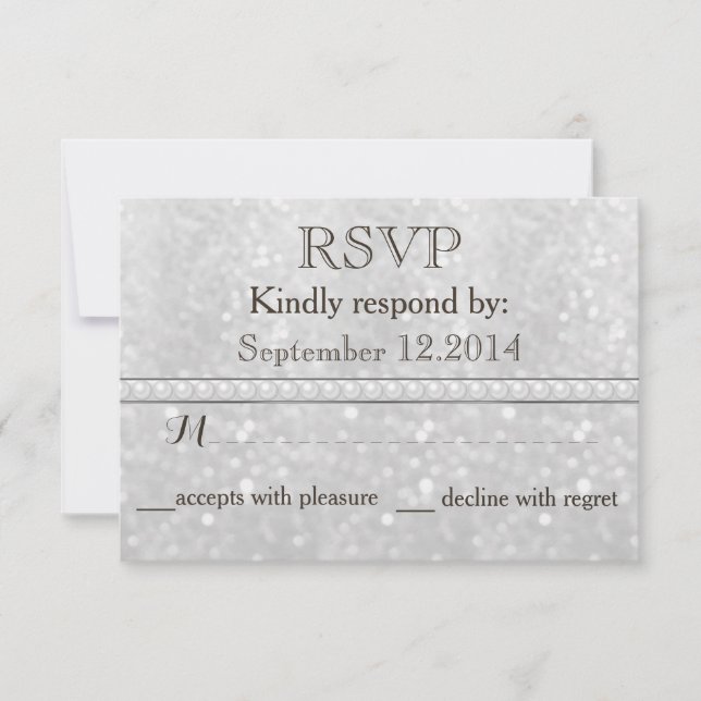 Eleganter trendiger Glitzer Romantische Perlenhoch RSVP Karte (Vorderseite)