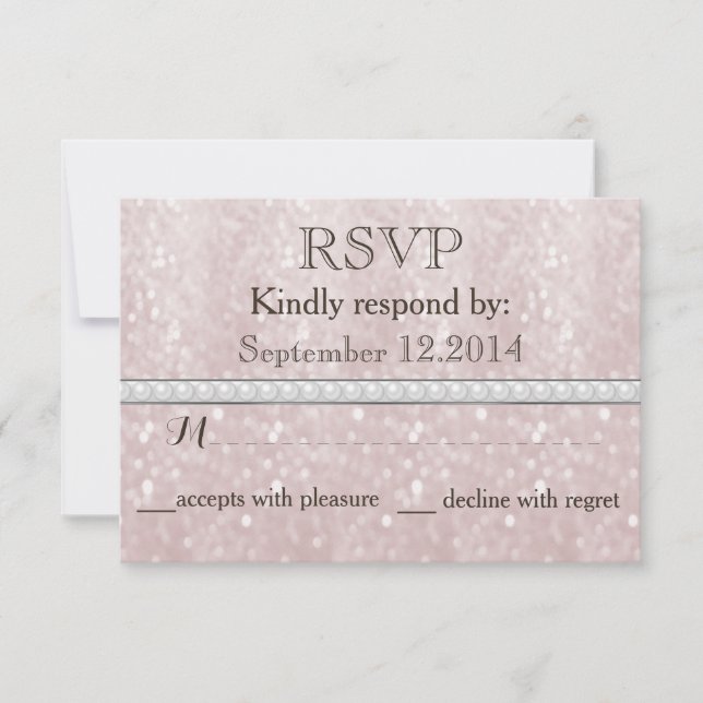 Eleganter trendiger Glitzer Romantische Perlenhoch RSVP Karte (Vorderseite)