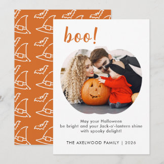Eleganter trendiger Kürbis-förmiger Halloween-Foto Feiertagskarte