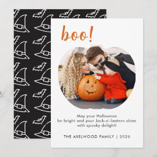Eleganter trendiger Kürbis-förmiger Halloween-Foto Feiertagskarte