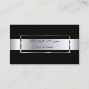 Eleganter trendiger schwarzer Streifen Silberrahme Visitenkarte