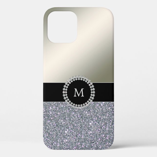 Eleganter, trendiger Silberdiamant mit Monogramm Case-Mate iPhone Hülle (Rückseite)