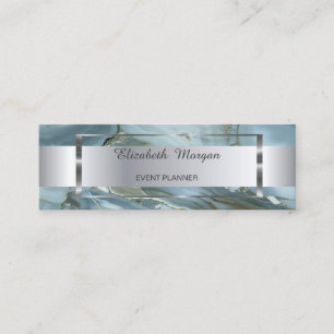 Eleganter trendiger Silberstreifen Rahmen, Marmor Mini Visitenkarte