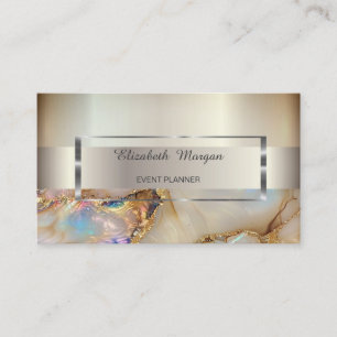 Eleganter trendiger Streifen Silberrahmen, Perlmar Visitenkarte