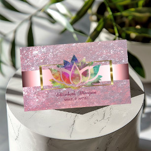 Eleganter Trendy Glitzer Streifen Gold Rahmen Lotu Visitenkarte
