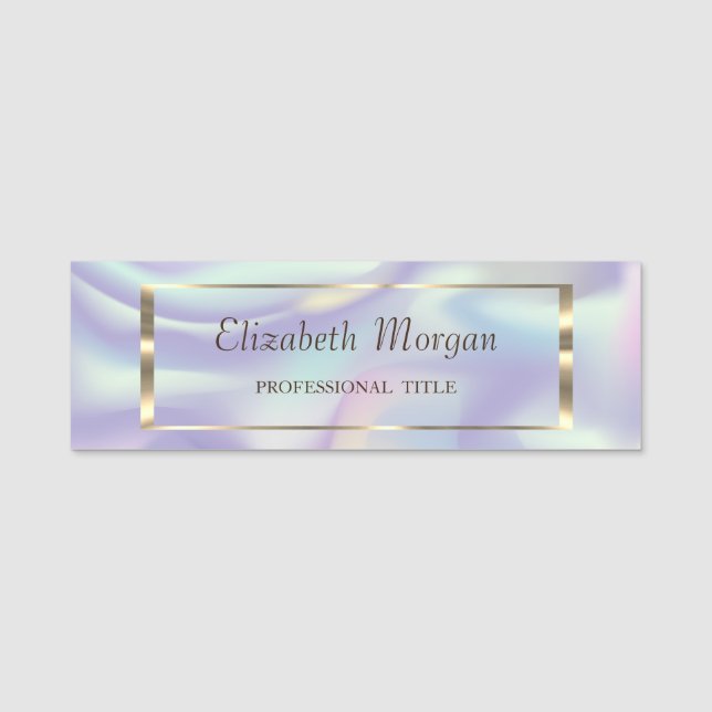 Eleganter Trendy, Gold Frame holographisch Namensschild (Vorderseite)