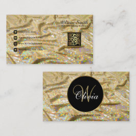 Eleganter Trendy Monogram Girly Gold Satin Glitzer Visitenkarte