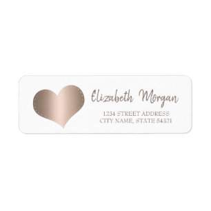 Eleganter Trendy,Rose Gold Heart,White Address Lab