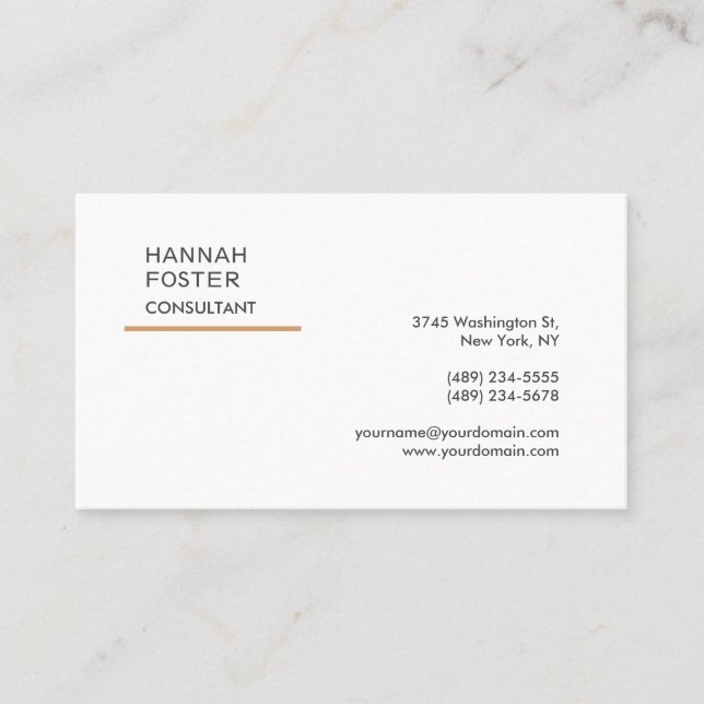 Eleganter Trendy Schlicht White Consultant Manager Visitenkarte (Vorderseite)