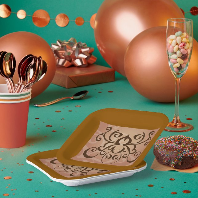 Eleganter Tribal Swirl Tattoo Style Pappteller (Von Creator hochgeladen)