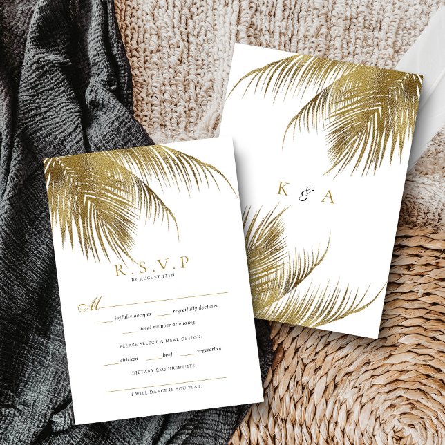 Eleganter Tropical Palm Tree Beach Hochzeit RSVP Karte (Von Creator hochgeladen)