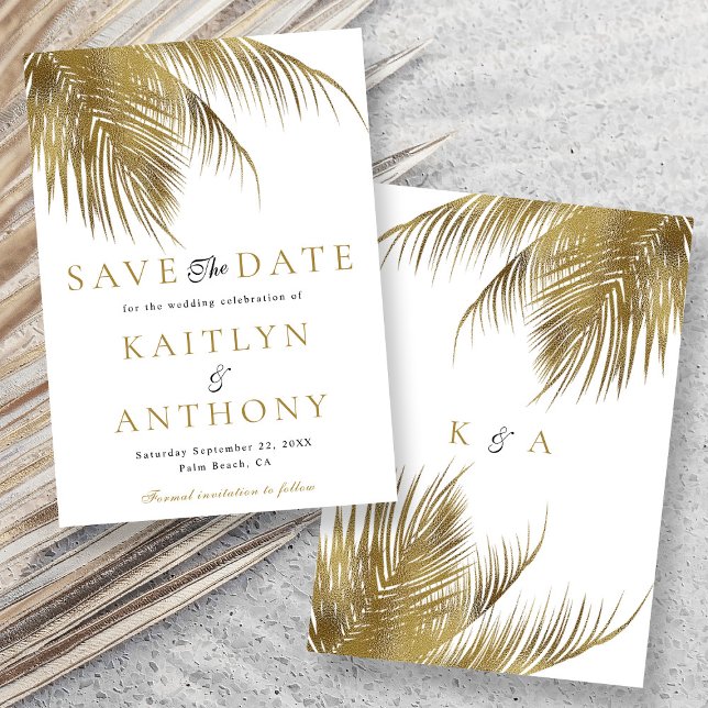 Eleganter Tropical Palm Tree Beach Hochzeit Save The Date (Von Creator hochgeladen)