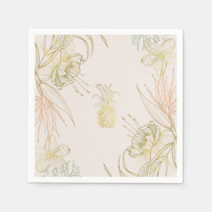 Eleganter Tropischer Botanischer Floraler Goldrosé Serviette