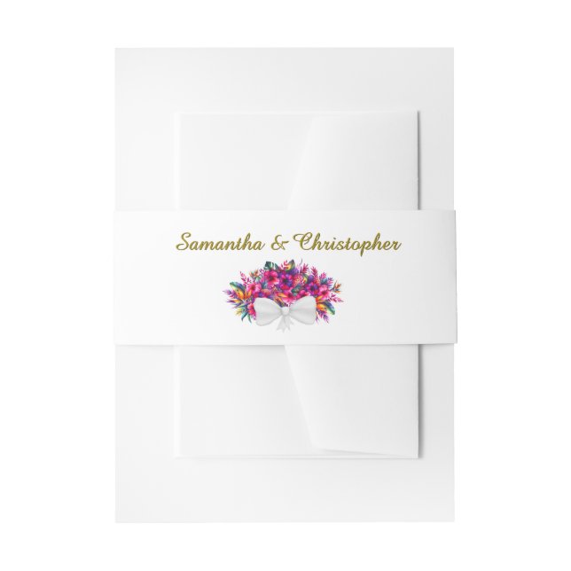 Eleganter tropischer Hibiskus Blume Bouquet Weddin Einladungsbanderole (Vorderseite Beispiel)