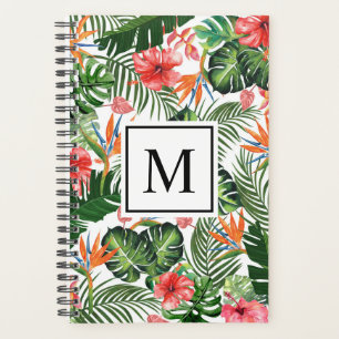 Eleganter tropischer Mit Monogramm Planer
