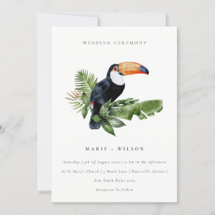 Eleganter tropischer Regenwald Toucan Wedding Einl Dankeskarte