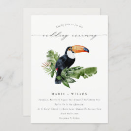 Eleganter tropischer Regenwald Toucan Wedding Einl Dankeskarte