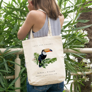 Eleganter tropischer Regenwald Toucan Wedding Tragetasche