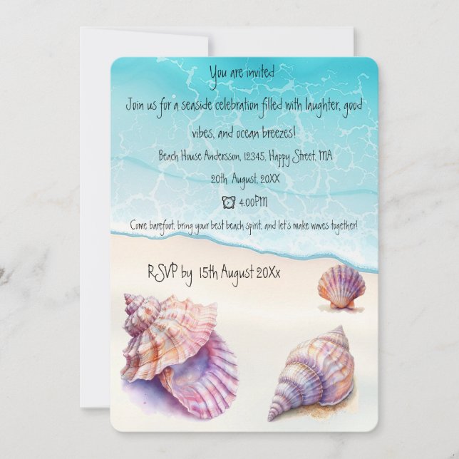 Eleganter tropischer Strand Seashells Pearls Nauti (Vorderseite)