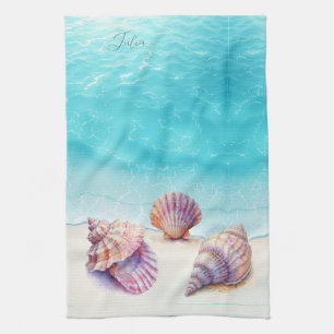 Eleganter tropischer Strand Seashells Pearls Nauti Geschirrtuch
