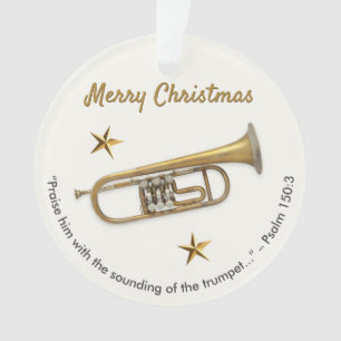 Eleganter Trumpet mit Psalm 150:3 Weihnachten Ornament