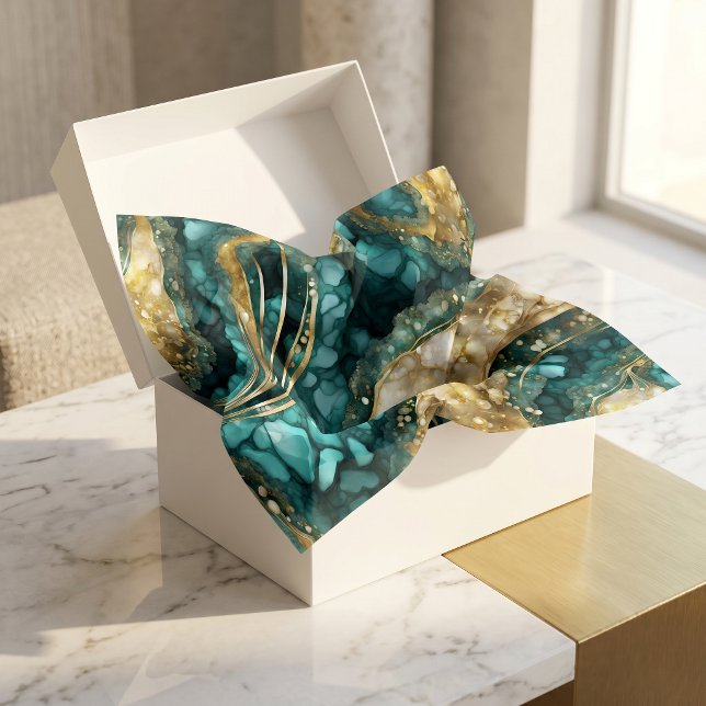 Eleganter Türkisblauer Gold Achat Geode Marmor Abs Seidenpapier (Von Creator hochgeladen)